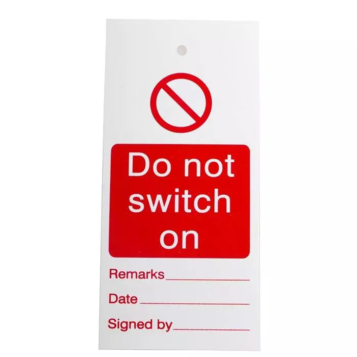 RS PRO 1 x 'Do Not Switch On' Lockout Tag Model No 7924506 Bag of 10 Pcs
