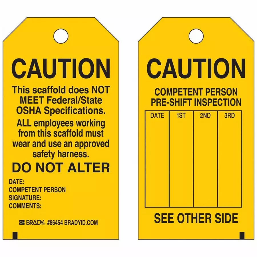 BRADY Inspection Received Tag 5 3/4 inch Black & Yellow, 5EPA6 (Pack of 100)