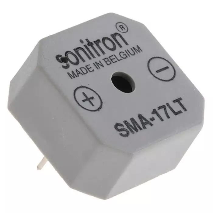 Sonitron 86dB Through Hole Continuous Internal Buzzer 17.5x17.5x8 mm 1.5 V DC Min 15 V DC Max, SMA-17LT-P10