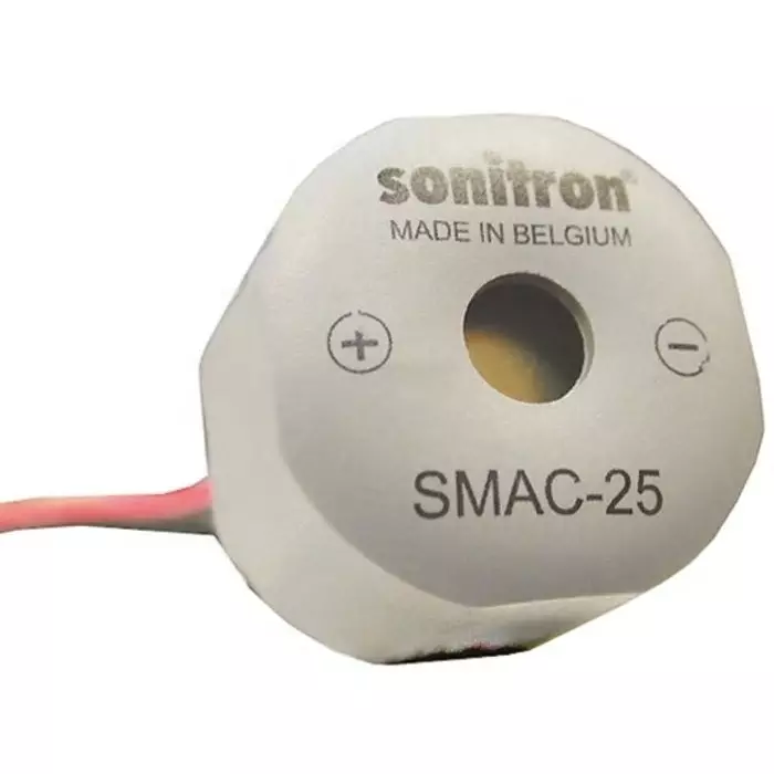 Sonitron 93.5dB SMD Continuous Internal Buzzer 25x18 mm 5 V DC Min 16 V DC Max, SMAC-25-W100
