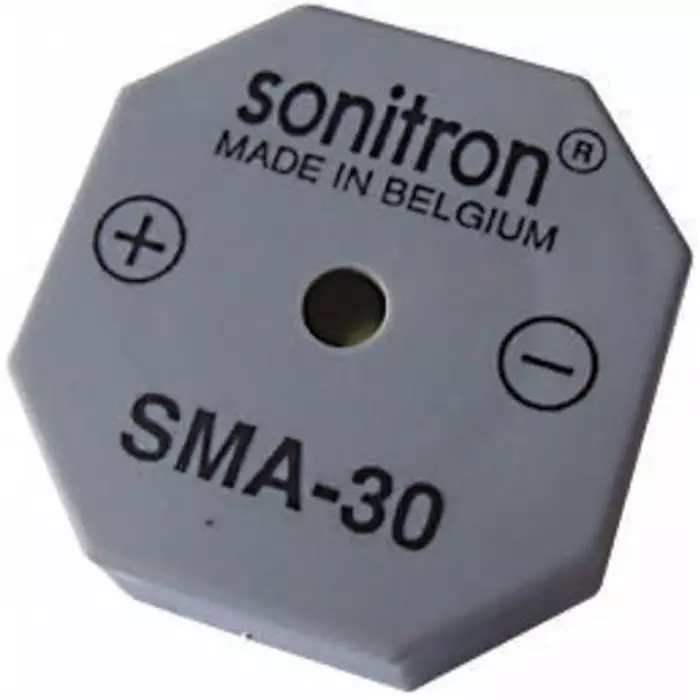Sonitron 87dB Through Hole Continuous Internal Buzzer 30x30x10.5 mm 1.5 V DC Min 24 V DC Max, SMA-30-P15