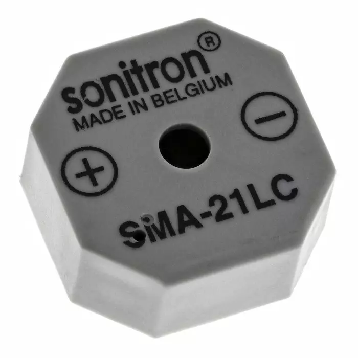Sonitron 91dB Through Hole Continuous Internal Buzzer 21x21x9.5 mm 1.5 V DC Min 15 V DC Max, SMA-21LC-P10