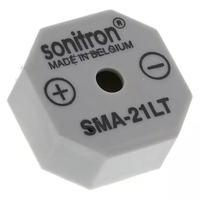 Sonitron 90dB Through Hole Continuous Internal Buzzer 21x21x9.5 mm 1.5 V DC Min 15 V DC Max, SMA-21LT-P15