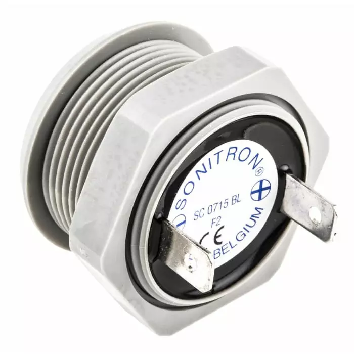 Sonitron 98dB Through Hole Continuous Internal Buzzer 36.5 (Dia.)x26 mm 0.7 V DC Min 15 V DC Max, SC0715BL F2