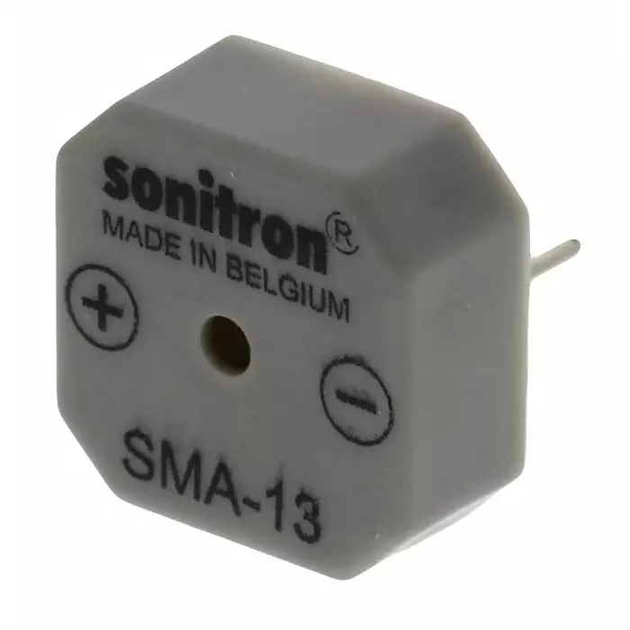 Sonitron 75dB Through Hole Continuous Internal Buzzer 13.9x13.9x6 mm 1.5 V DC Min 24 V DC Max, SMA-13-P7.5