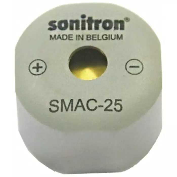 Sonitron 93.5dB SMD Continuous Internal Buzzer 25x18 mm 5 V DC Min 16 V DC Max, SMAC-25-P15