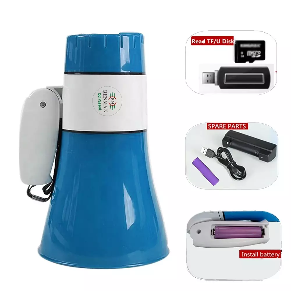Renmax Megaphone Speaker 2000 mAh Li-ion Battery 30 W C-Type Bluetooth, USB ABS Plastic