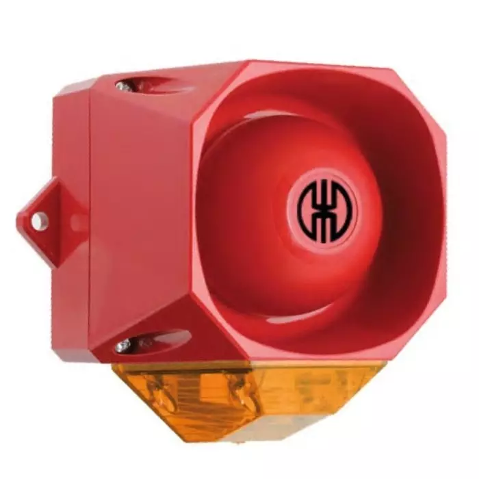 Werma Sounder Beacon 439 Series Red/Yellow 115-230 V IP65 Wall Mount 98dB at 1 Metre, 439.030.68
