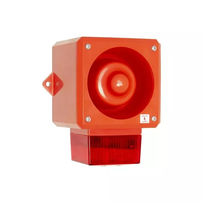 Clifford Snell YL50 Series Red Sounder Beacon 230 V AC IP66 Fixed Mount 112 dB at 1 m, 204646