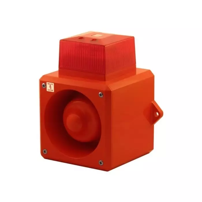 Clifford Snell YL50 Series Red Sounder Beacon 230 V AC IP66 Fixed Mount 112 dB at 1 m, 204646