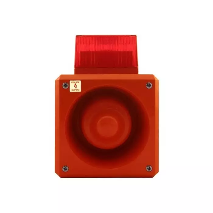 Clifford Snell YL50 Series Red Sounder Beacon 230 V AC IP66 Fixed Mount 112 dB at 1 m, 204646