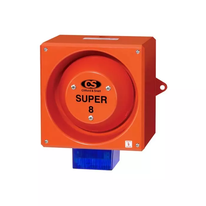 Clifford Snell YL80 Super Series Blue Sounder Beacon 230 V IP66 Side Mount 120 dB at 1 m, YL80/N50/B/RF/SU/WR