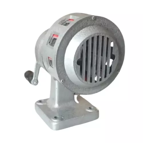 DETECT FIRE Hand Operated Siren Metal Body Audible 500 m Range Grey