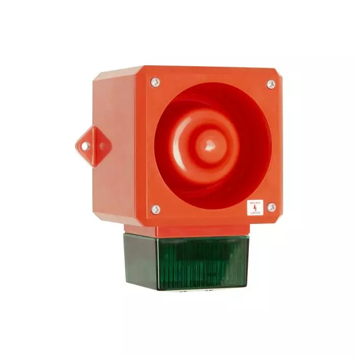 Clifford Snell YL50 Series Green Sounder Beacon 230 V AC IP66 Fixed Mount 112 dB at 1 m, YL50/N50/G/RF/WR