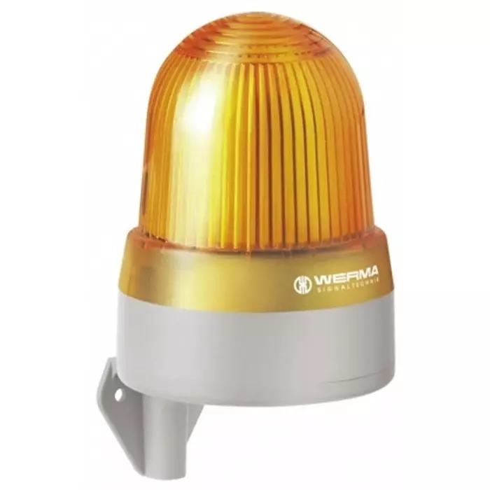 Werma Sounder Beacon 433 Series Yellow 10-48 V AC/DC IP65 Bracket Mount 108dB at 1 Metre, 433.310.70