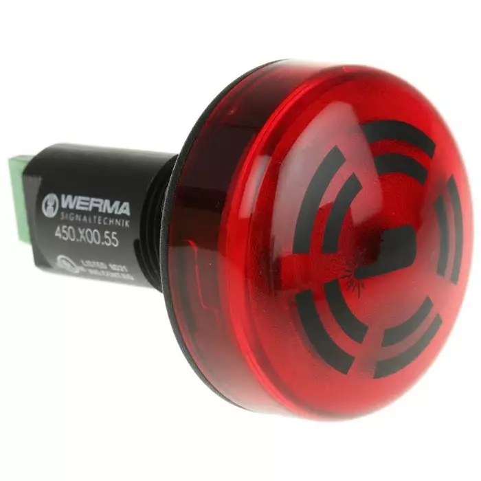 Werma Sounder Beacon 450 Series Red Buzzer 24 V IP65 Panel Mount 80dB at 1 Metre, 450.100.55