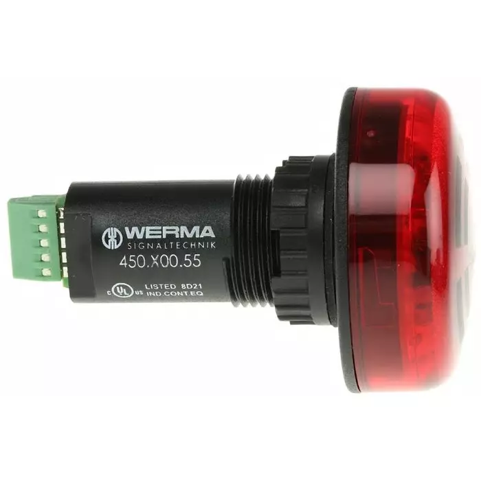 Werma Sounder Beacon 450 Series Red Buzzer 24 V IP65 Panel Mount 80dB at 1 Metre, 450.100.55