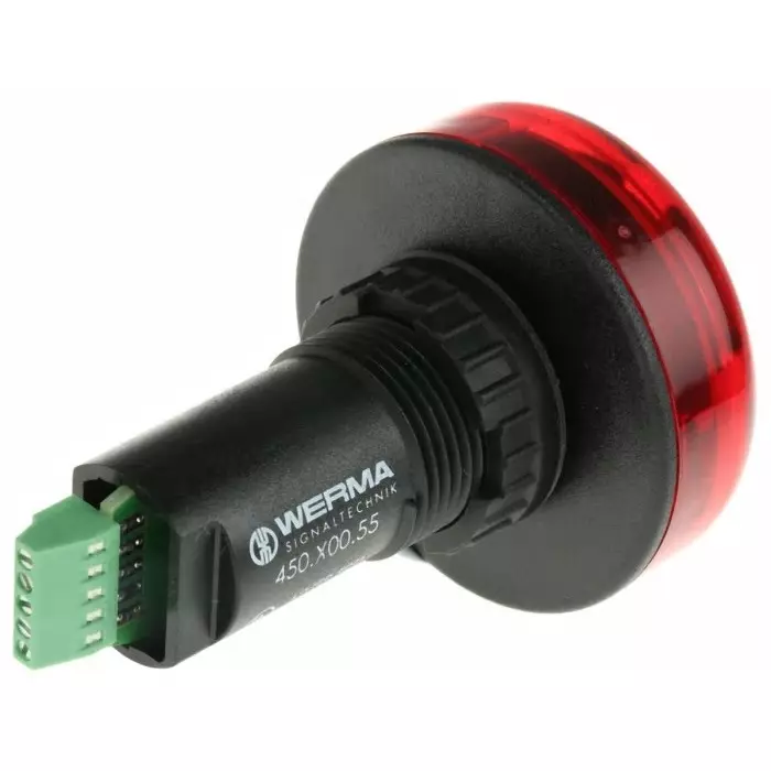Werma Sounder Beacon 450 Series Red Buzzer 24 V IP65 Panel Mount 80dB at 1 Metre, 450.100.55