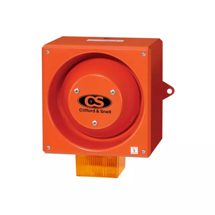 Clifford Snell YL80 Series Amber Sounder Beacon 230 V IP66 Side Mount 116 dB at 1 m, 204720