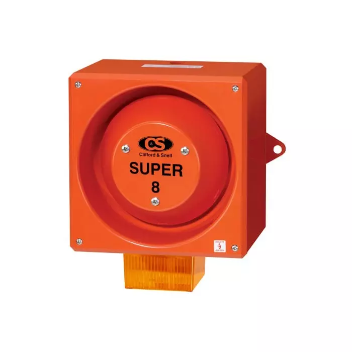 Clifford Snell YL80 Super Series Amber Sounder Beacon 230 V IP66 Side Mount 120 dB at 1 m, YL80/N50/A/RF/SU/WR