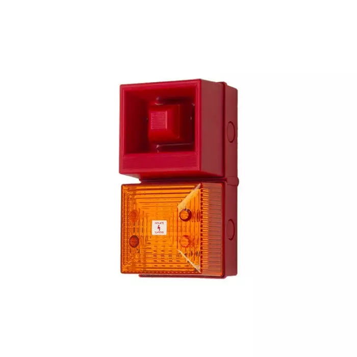 Clifford Snell YL40 Series Amber Sounder Beacon 24 V DC IP65 Bulkhead Flat Wall 108 dB at 1 m, 245220