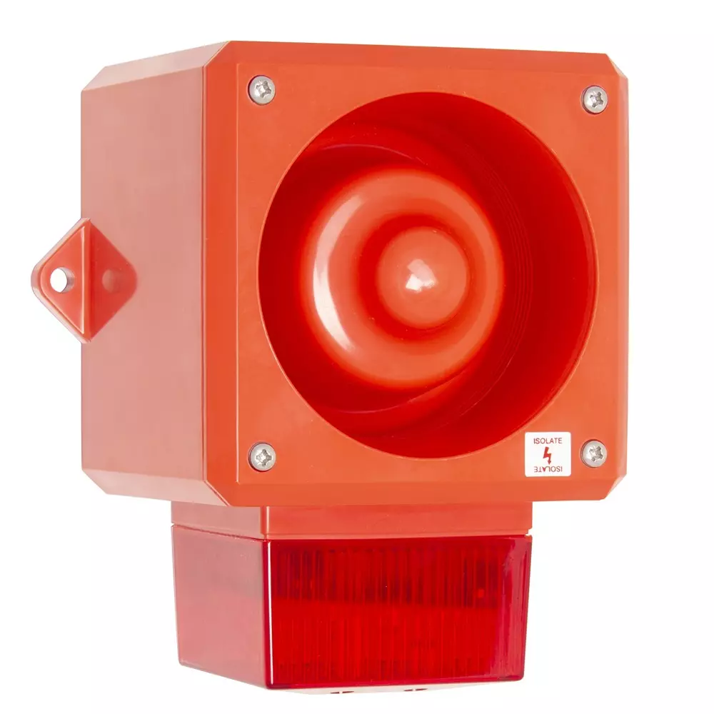 RS PRO Multi-Tone Alarm Sounder Selectable Tones 32 Tones IP66 Red Flame Retardant ABS Plastic 169 mm, 2864198