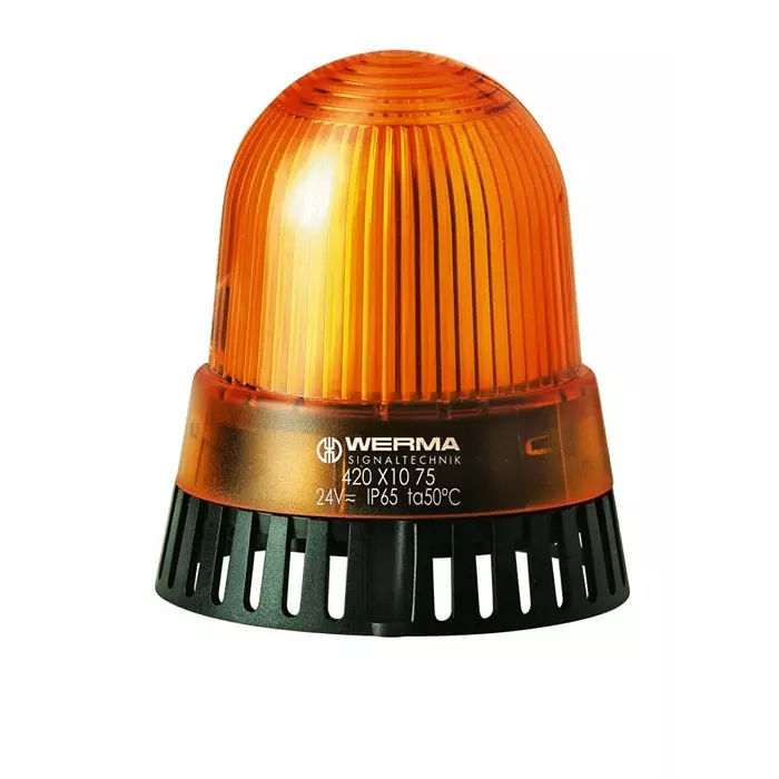 Werma Sounder Beacon 420 Series Yellow Buzzer 230 V IP65 Base Mount 98dB at 1 Metre, 420.310.68