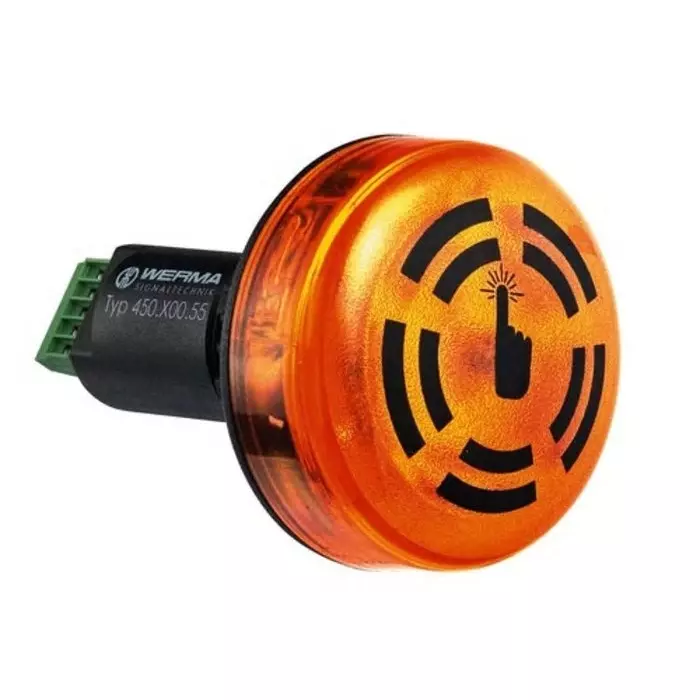 Werma Sounder Beacon 450 Series Yellow Buzzer 24 V DC IP65 Panel Mount 80dB at 1 Metre, 450.300.55