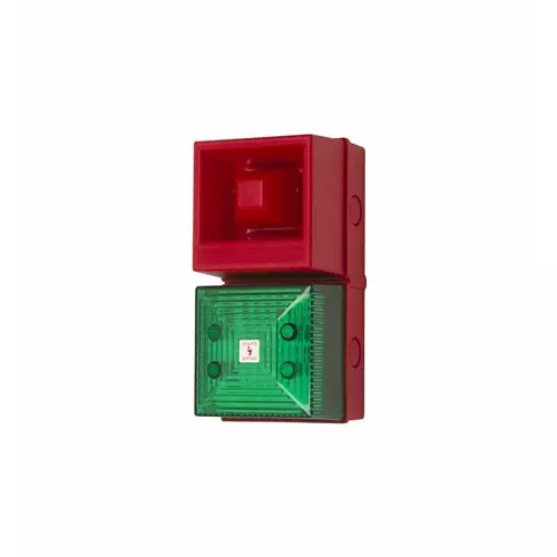 Clifford Snell YL40 Series Green Sounder Beacon 230 V AC IP65 Fixed Mount 108 dB at 1 m, YL40/N50/G/RN/WR
