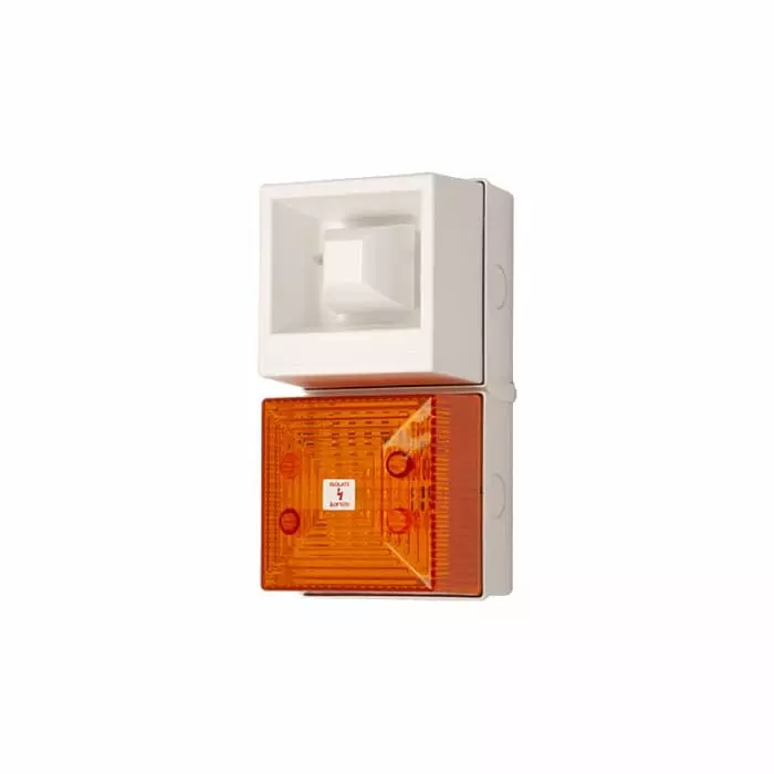Clifford Snell YL40 Series Amber Sounder Beacon 24 V DC IP65 Bulkhead Flat Wall 108 dB at 1 m, 245230