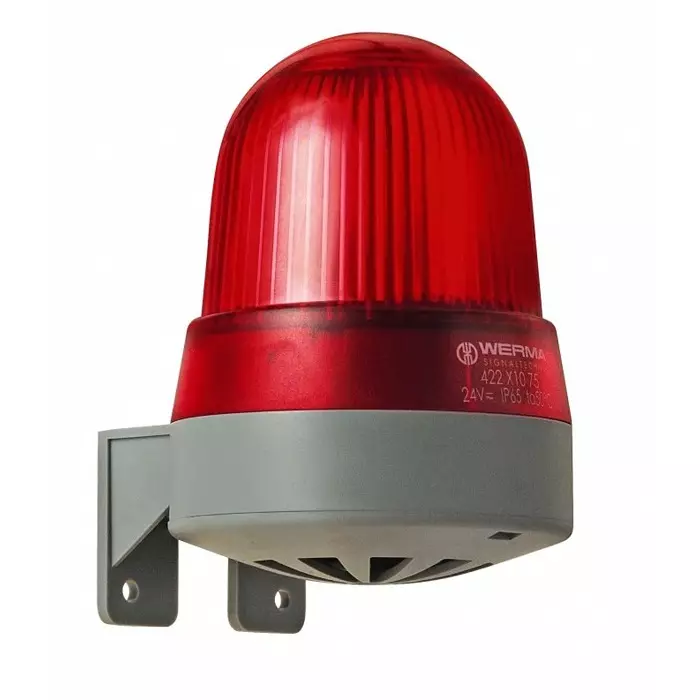 Werma Sounder Beacon 422 Series Red Buzzer 12 V IP65 Wall Mount 92dB at 1 Metre, 422.110.54