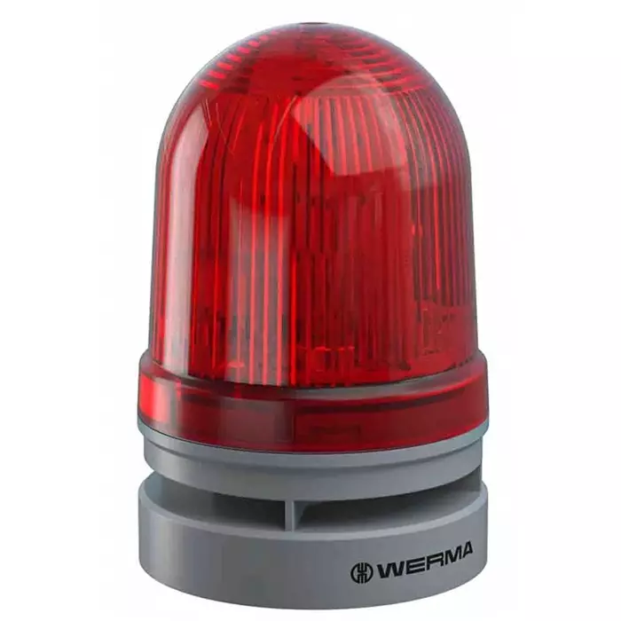 Werma Sounder Beacon EvoSIGNAL Midi Series Red 12 V DC IP66 Base Mount 110dB at 1 Metre, 461.110.70