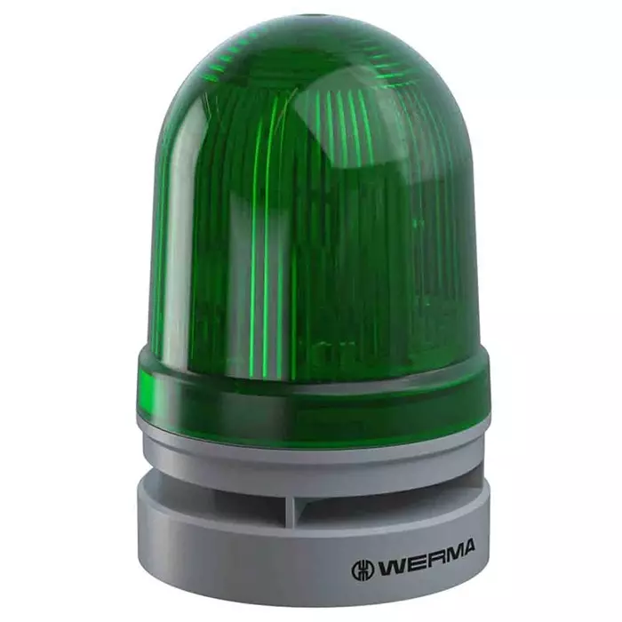 Werma Sounder Beacon EvoSIGNAL Midi Series Green 12 V DC Base Mount, 461.210.70