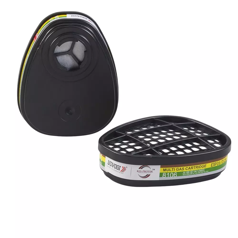 Udyogi Res-Protek Multi-Gas & Vapor Twin Filter Cartridge Grey Size, 8106