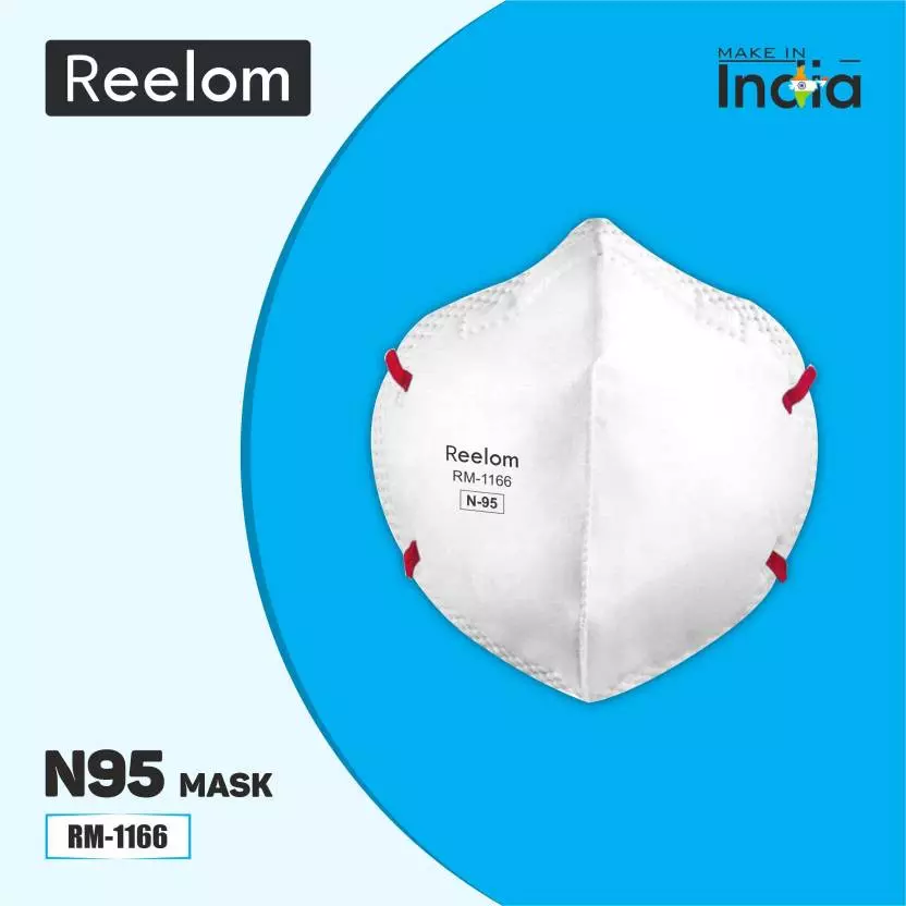 Reelom RM-1166 N95 6 Layer Protection Headloop Cloth Mask White (Pack of 20)
