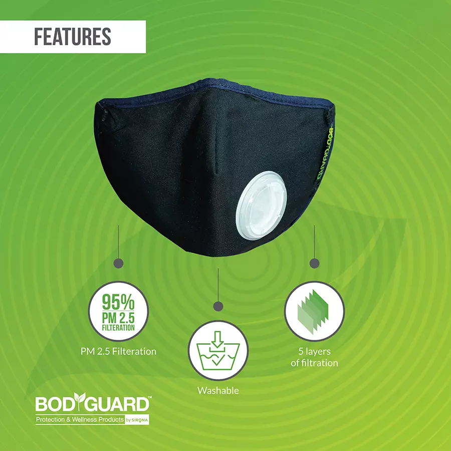 Bodyguard Small N95+Pm2.5 Anti Pollution Face Mask With Valve And Activated Carbon FSP336