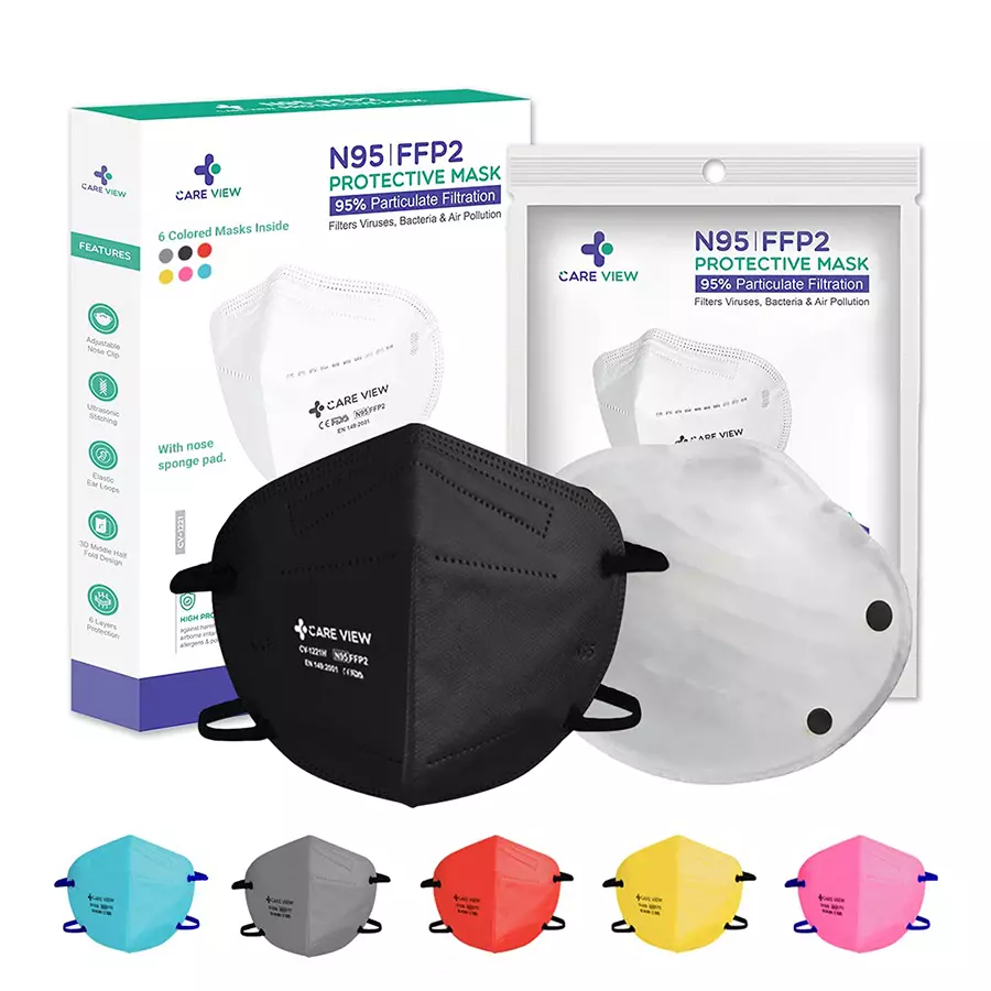 CARE VIEW CV1221H-BGYPRB-6 N95 Protective Mask (Pack of 6)