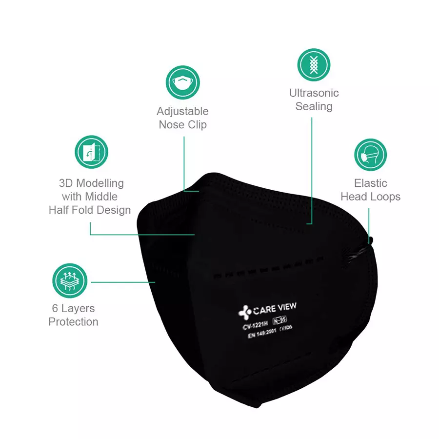 CARE VIEW CV1221H-B-3 N95 Protective Mask (Pack of 3)