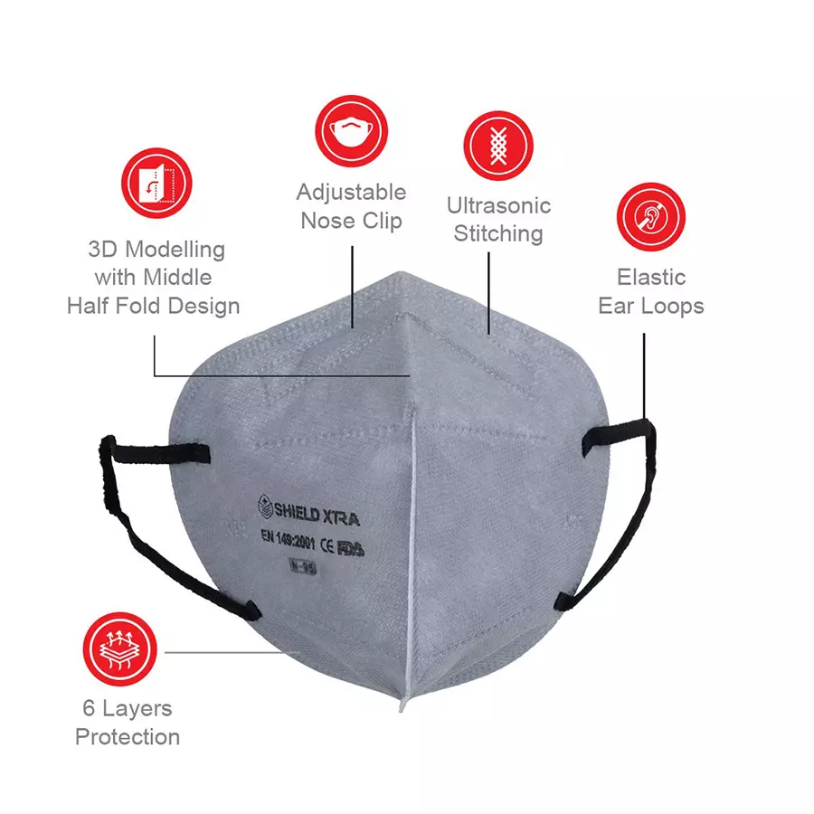 SHIELD XTRA SX-7820-20 N95 Anti-Pollution Face Mask ( Pack of 20)