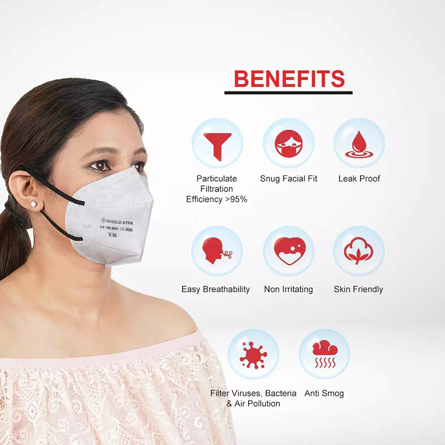 SHIELD XTRA SX-7820-20 N95 Anti-Pollution Face Mask ( Pack of 20)