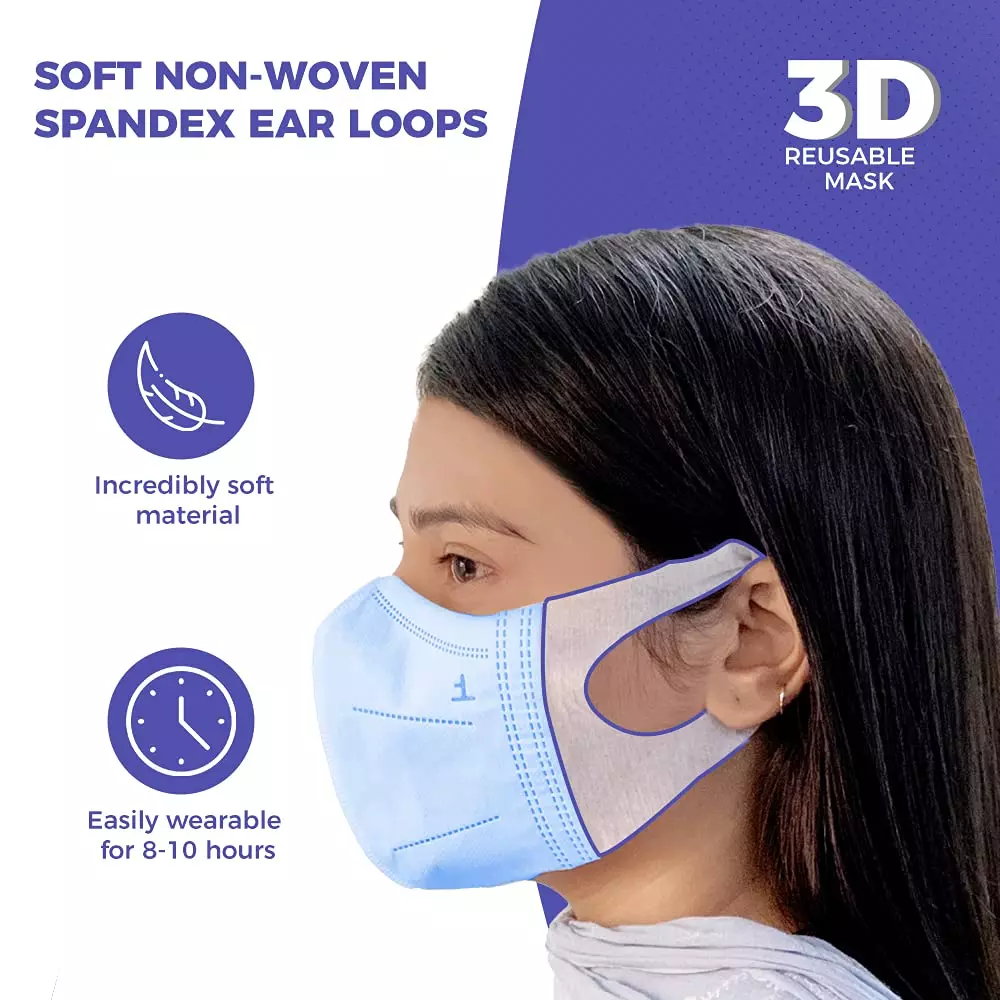CARE VIEW CV-3PLY-3D-BLUE-POUCH-400 Disposable Mask (Pack of 400)