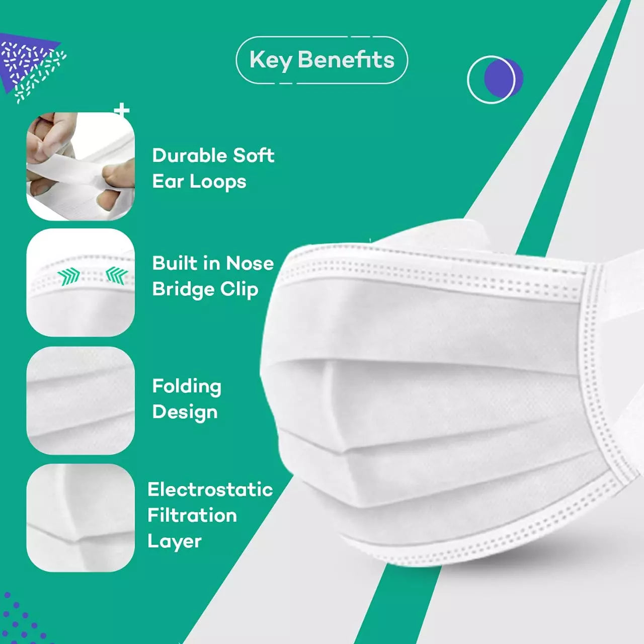 CARE VIEW CV-3PLY-WHITE-SF-100 Disposable Mask ( Pack of 100)