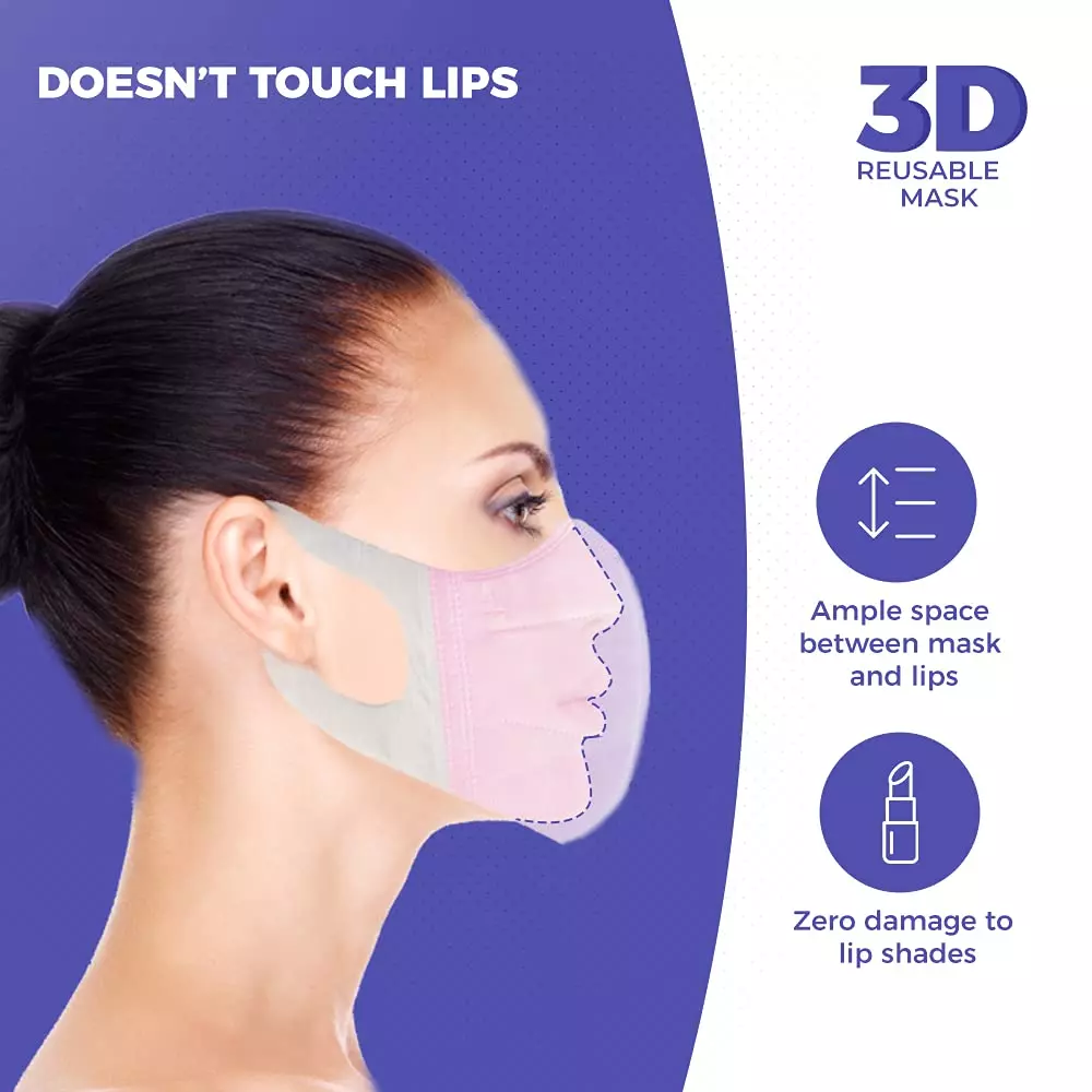 CARE VIEW CV-3PLY-3D-PINK-POUCH-400 Disposable Mask ( Pack of 400)