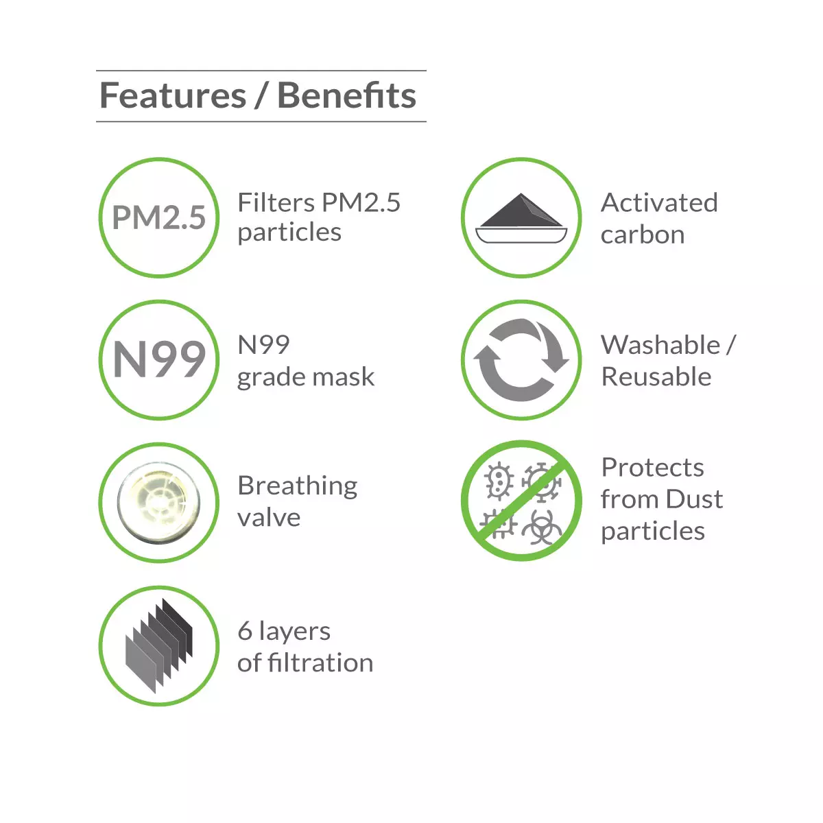 Bodyguard Reusable Anti Pollution Face Mask With Activated Carbon Large FSP172