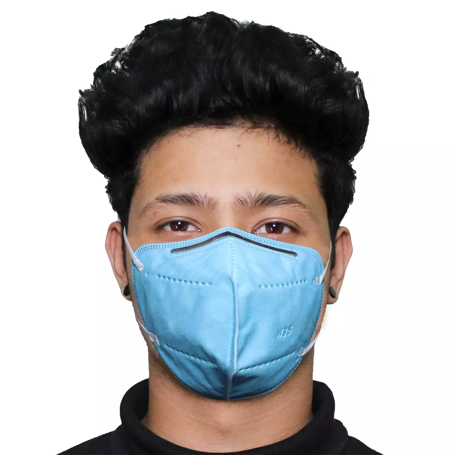 Zureni N95 5 Layer Disposable Kids Face Mask with Nose Pin and Earloop Sky Blue