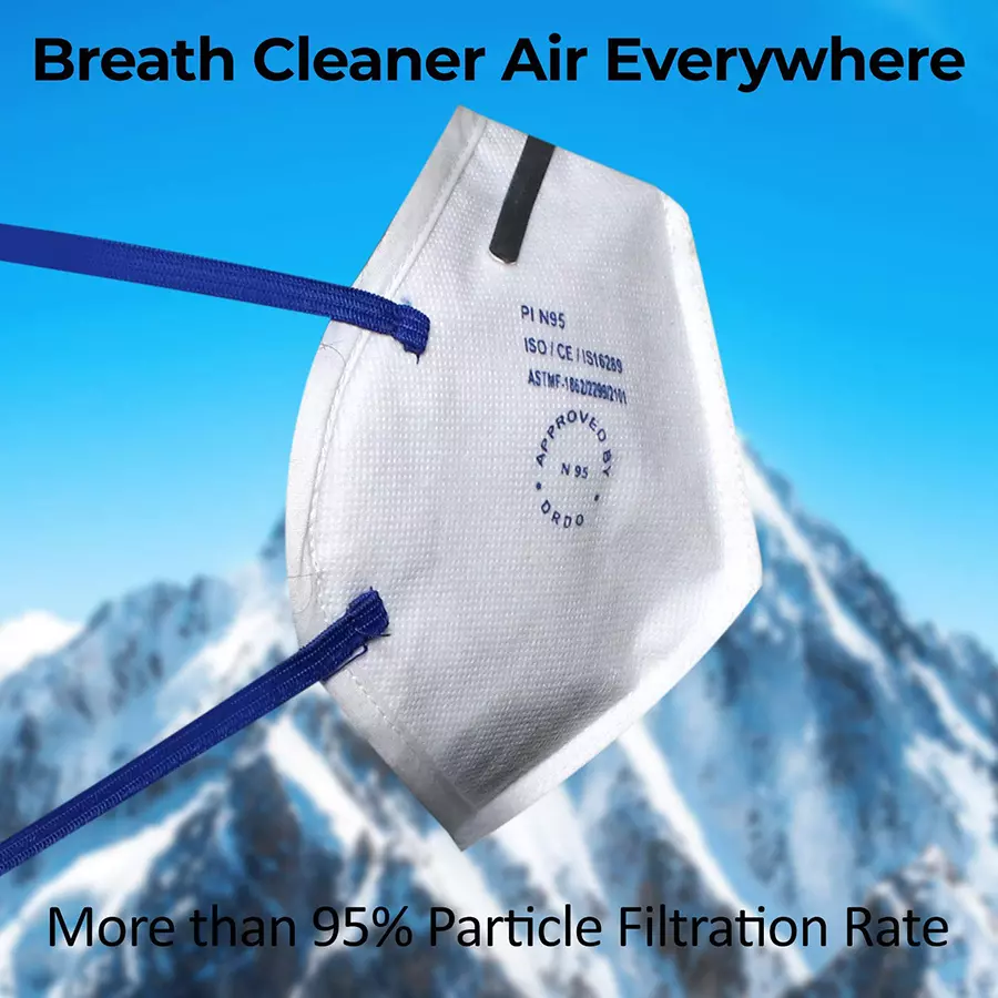 Pivalo PV95026 Disposable Face Mask with Breathing Valve and Nose Pin White (Pack of 10 Pcs)