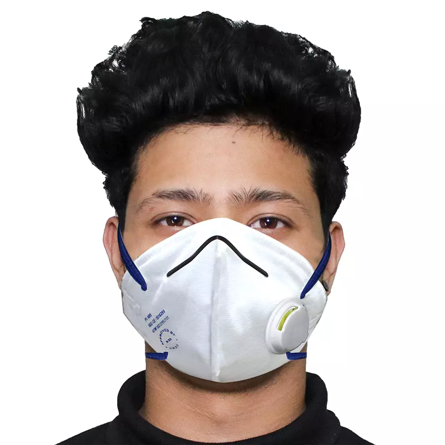 Pivalo PV5109 Face Mask with Breathing Valve and Nose Pin White (Pack of 5 Pcs)