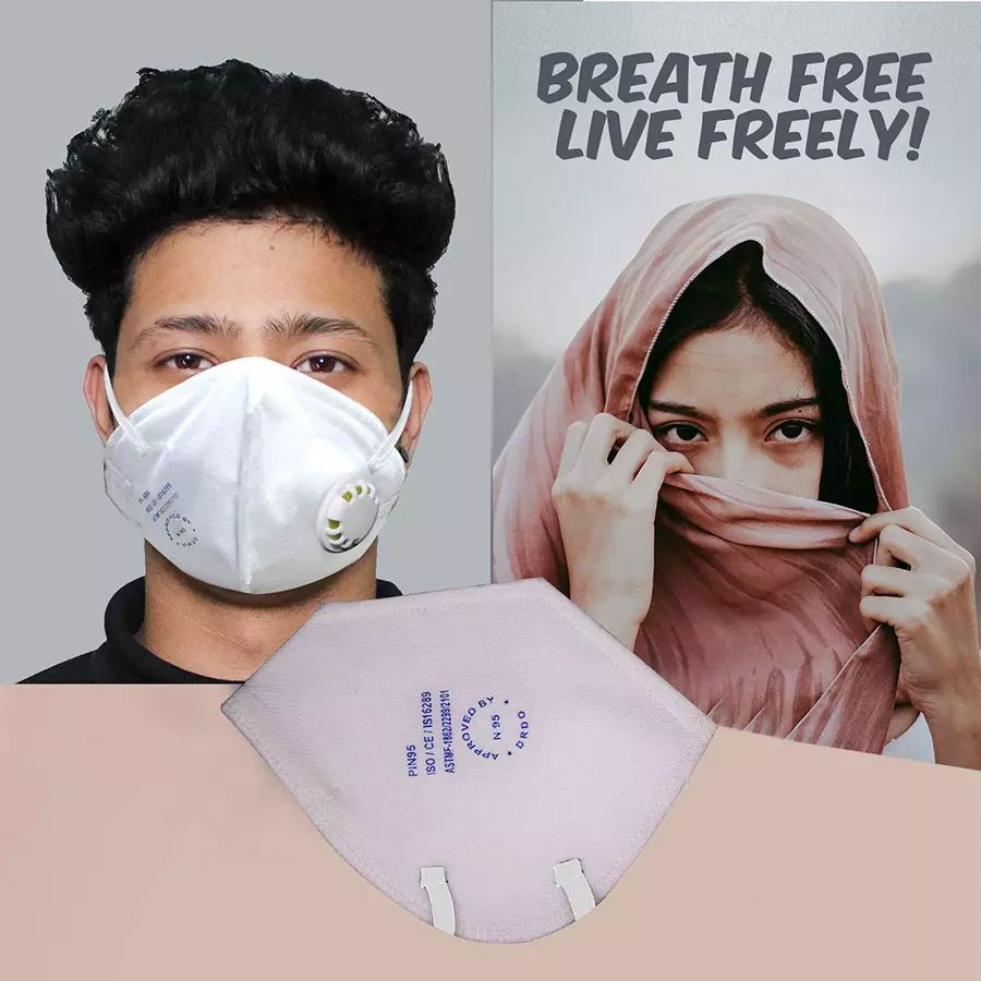 Oriley PI-N95 Face Mask with Breathing Valve White OPN9508 (Pack of 10 Pcs)
