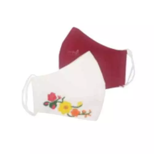 Ivillage Large Cotton Off White & Maroon Organic 3 Layer Face Mask Set Mask07L_Set6 (Pack of 10)