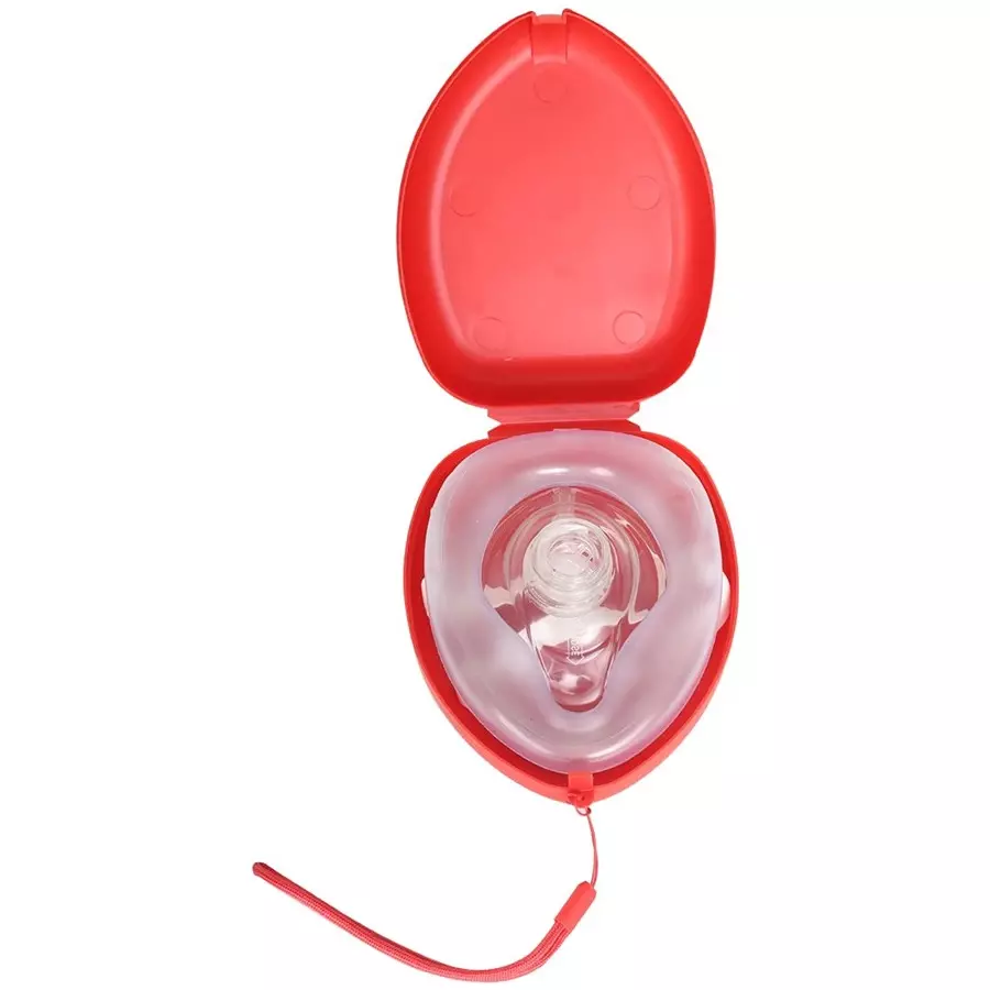 FAIRBIZPS CPR Resuscitator Mask Medical Rescue with Hard Case Cover for O2 Red & White, FA_31
